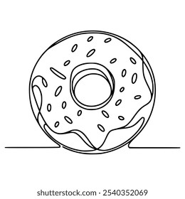 one line drawing donut sweet delicious food snack vector illustration template design