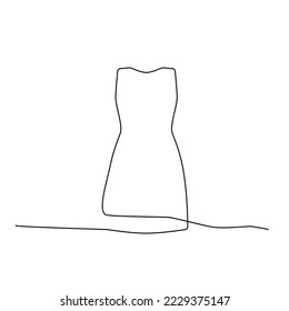 One Line Drawing Dress, Continuous Line Woman Clothes, Single Outline Beauty Gown Drawing, Woman Dress Vector Illustration