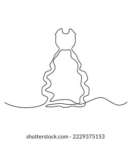 Vestido de dibujo de una línea, Ropa de mujer de línea continua, Dibujo de belleza de contorno único, Ilustración de vectores de vestir de mujer