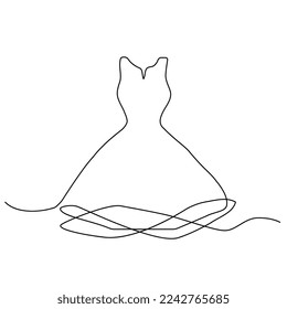 Einzeilige Zeichenkleidung, Frauenbekleidung, Einzelbild-Beauty-Gown-Zeichnung, Vektorgrafik-Illustration für Frauenkleidung