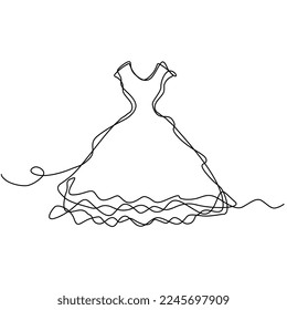 Einzeilige Zeichenkleidung, Frauenbekleidung, Einzelbild-Beauty-Gown-Zeichnung, Vektorgrafik-Illustration für Frauenkleidung