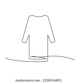 Vestido de dibujo de una línea, Ropa de mujer de línea continua, Dibujo de belleza de contorno único, Ilustración de vectores de vestir de mujer