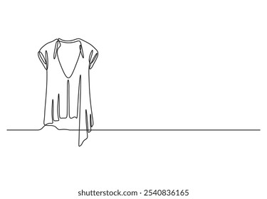 Um vestido de desenho de linha. Linha contínua de roupas femininas. Vestido de beleza de contorno único, desenhos de tops. Mulher vestido ilustração vetor