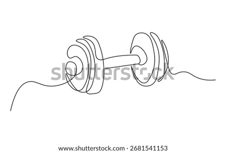 One Line Drawing of Dumbbells for Strength Training. Sports and Bodybuilding Equipment Icon