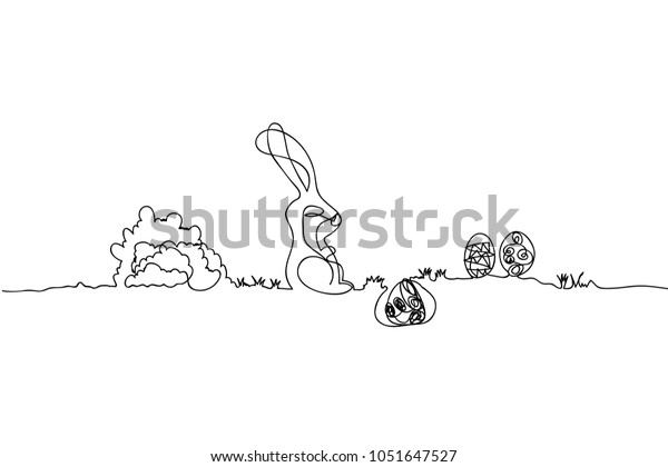 One Line Drawing Easter Bunny Day Stock Vector Royalty Free