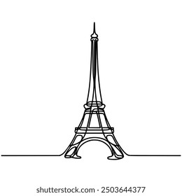 one line drawing eiffel tower paris france vector illustration template design