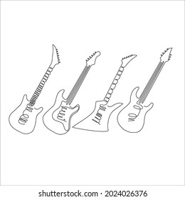 one line drawing: electric guitars, solo 