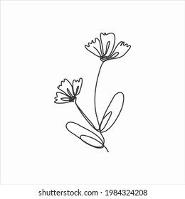 one line drawing of elegant spring flower. continuous line art