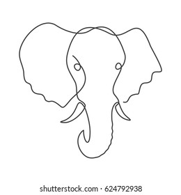 One line drawing an elephant. Black animal logo isolated on white background.