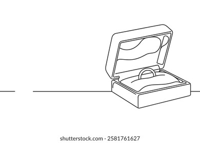 One Line Drawing of an Engagement Ring Box 