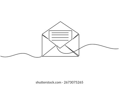 Um ícone de envelope de desenho de linha isolado contorno simples mínima ilustração de vetor