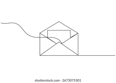 Icono de sobre de dibujo de una línea contorno aislado Ilustración vectorial mínima simple
