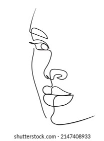 Cara de dibujo de una línea. Retrato de mujer abstracta.  Arte minimalista moderno. - Ilustración del vector