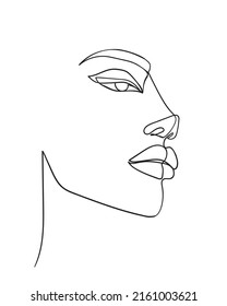 Cara de dibujo de una línea. Retrato de mujer abstracta. Arte minimalista moderno. - Ilustración del vector