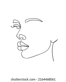 Cara de dibujo de una línea. Retrato de mujer abstracta. Arte minimalista moderno. - Ilustración del vector