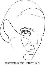 One line drawing face. Abstract female portrait. Modern minimalist style art. Vector illustration