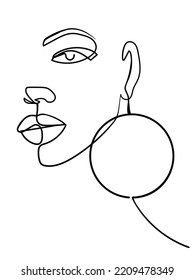 Cara de dibujo de una línea. Retrato de mujer abstracta. Arte minimalista moderno. - Ilustración del vector