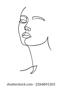 Cara de dibujo de una línea. Retrato de mujer abstracta. Arte minimalista moderno. - Ilustración del vector