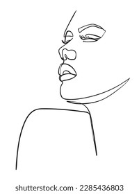 Cara de dibujo de una línea. Retrato de mujer abstracta. Arte minimalista moderno. - Ilustración del vector
