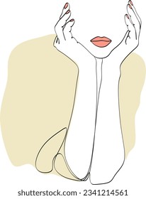 Cara de dibujo de una línea. Retrato de mujer abstracta. Arte minimalista moderno. - Ilustración del vector
