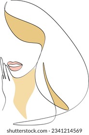 One line drawing face. Abstract woman portrait. Modern minimalism art. - Vector illustration