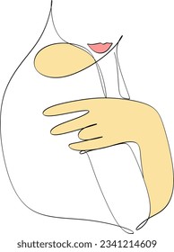 One line drawing face. Abstract woman portrait. Modern minimalism art. - Vector illustration