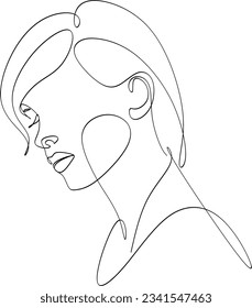 One line drawing face. Abstract woman portrait. Modern minimalism art. - Vector illustration