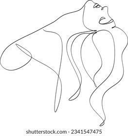 One line drawing face. Abstract woman portrait. Modern minimalism art. - Vector illustration