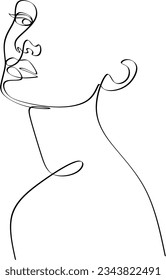 One line drawing face. Abstract woman portrait. Modern minimalism art. - Vector illustration