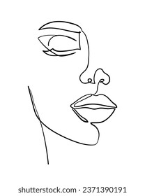 Cara de dibujo de una línea. Retrato de mujer abstracta. Arte minimalista moderno. - Ilustración del vector