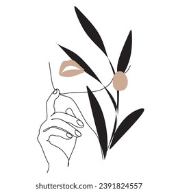 One line drawing face abstract woman. Vector.