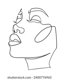 Cara de dibujo de una línea. Retrato de mujer abstracta. Arte minimalista moderno. - Ilustración del vector