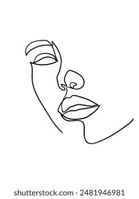 Una cara de dibujo de línea. Abstractas retrato de mujer. Arte moderno minimalista. - Ilustración vectorial