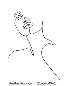 One line drawing face and body. Modern minimalism art. - Vector illustration