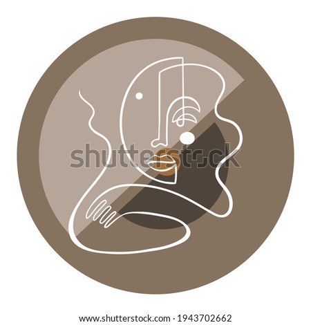 One line drawing face. Contemporary art print. Modern minimalism, aesthetic contour. Beautiful abstract woman portrait minimalist style. Continuous line vector illustration
