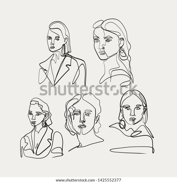 One Line Drawing Face Stylized Aesthetic People Beauty Fashion