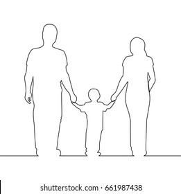  One line drawing of a family