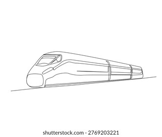 One Line Drawing of Fast Train or High Speed Train. Railroad Transportation Concept illustration.