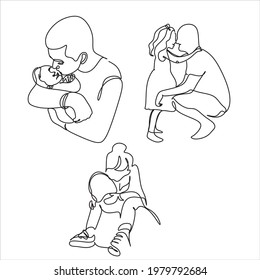 One line drawing. Father . Vector illustration