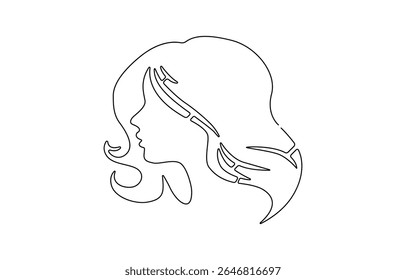 One Line Drawing of Female Abstract Face. Modern Single Line Art Woman Portrait, Minimalist Contour Drawing, Abstract female face rendered in one continuous line.