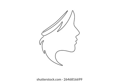 One Line Drawing of Female Abstract Face. Modern Single Line Art Woman Portrait, Minimalist Contour Drawing, Abstract female face rendered in one continuous line.