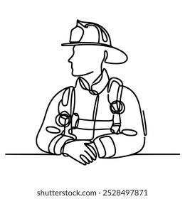 Diseño de Plantilla de Ilustración vectorial profesional de bombero de dibujo de una línea