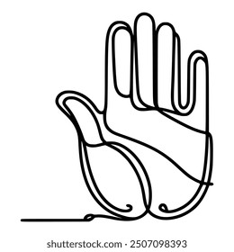 Una línea que dibuja el diseño de la Plantilla de la Ilustración vectorial de la mano de cinco dedos