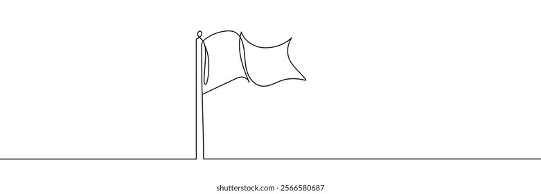 One line drawing of a flag. Editable continuous line. Vector illustration