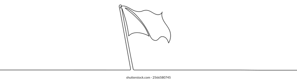 One line drawing of a flag. Editable continuous line. Vector illustration