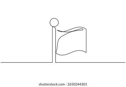 One line drawing of a flag. Editable continuous line. Vector illustration, Modern minimalistic design in continuous line art style, perfect for creative projects, print materials and educational.