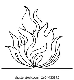 one line drawing flame fire heat vector illustration template design