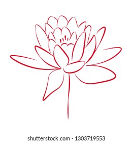 One line drawing flower, vector illustration