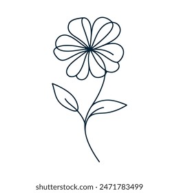 One Line Drawing of Flower Vector, Botanical arts. Hand drawn continuous line drawing of abstract flower, floral, ginkgo, rose, tulip, bouquet of olives. Vector illustration.