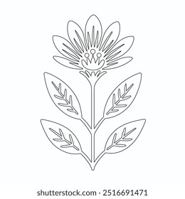 Um desenho de linha de vetor de flor, artes botânicas. Desenho de linha contínua desenhado à mão de flor abstrata, conjunto floral, ilustração, design. Desenho de contorno. Estilo simples de desenho animado plano, esboço linear